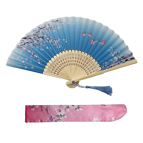 Kibon Éventails pliants, éventails en bambou avec pampille pour cadeaux