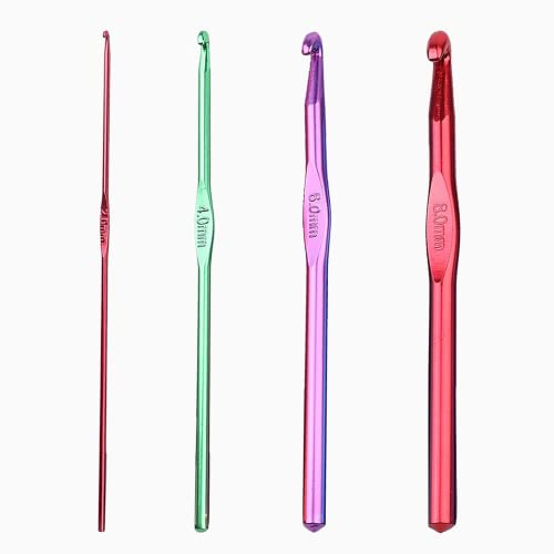 Ensemble de Crochets, 4 Pcs Crochet Tricot en Aluminium, Multicouleur
