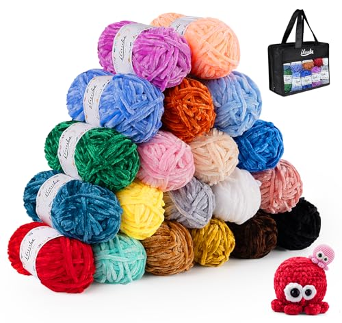 ilauke 20x30g Pelotes de Laine et Fils,Laine Velours Doux pour