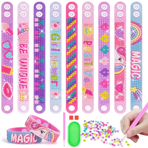 Tuxvealu 9 Pcs Diamond Painting Bracelet Kit, Cadeau Fille 5-10