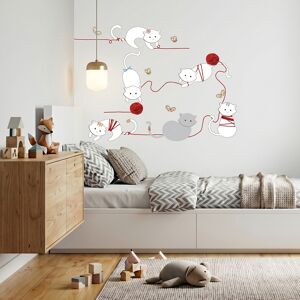 Ambiance-sticker Stickers chats et pelottes de laine