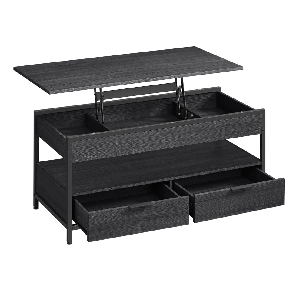 Table basse avec plateau relevable effet bois marron rustique