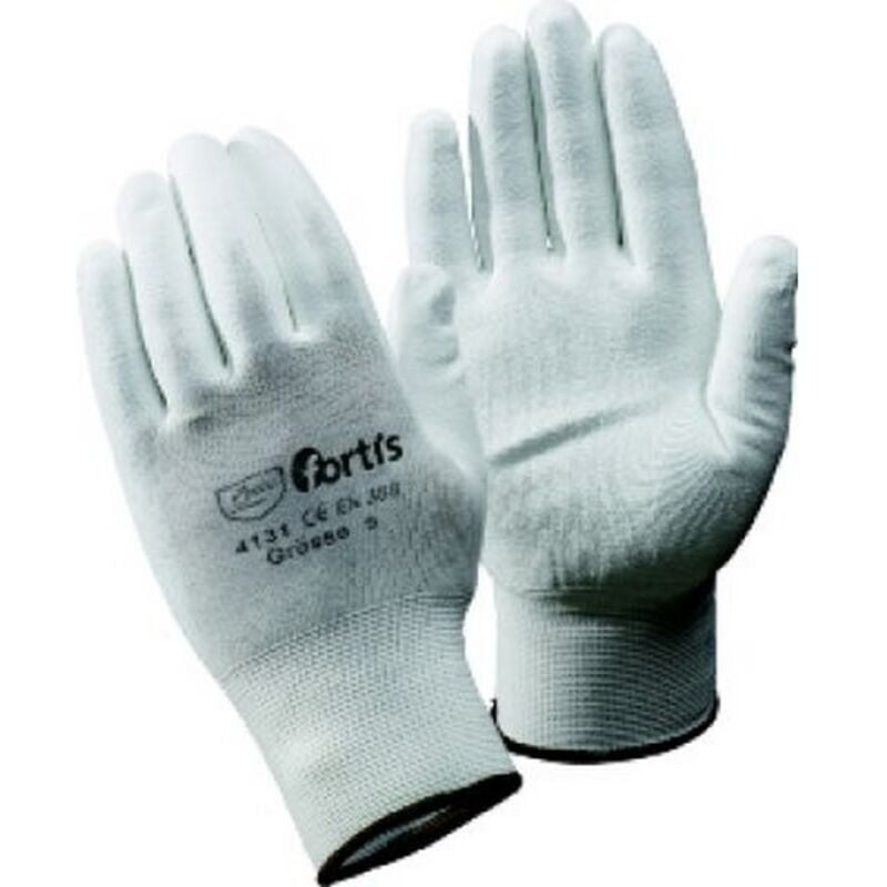 Gant en tricot avec polyuréthane à tricot fin, blanc, 