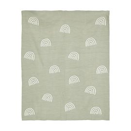 Couverture en tricot jacquard arcs-en-ciel 100 x 50 cm vert